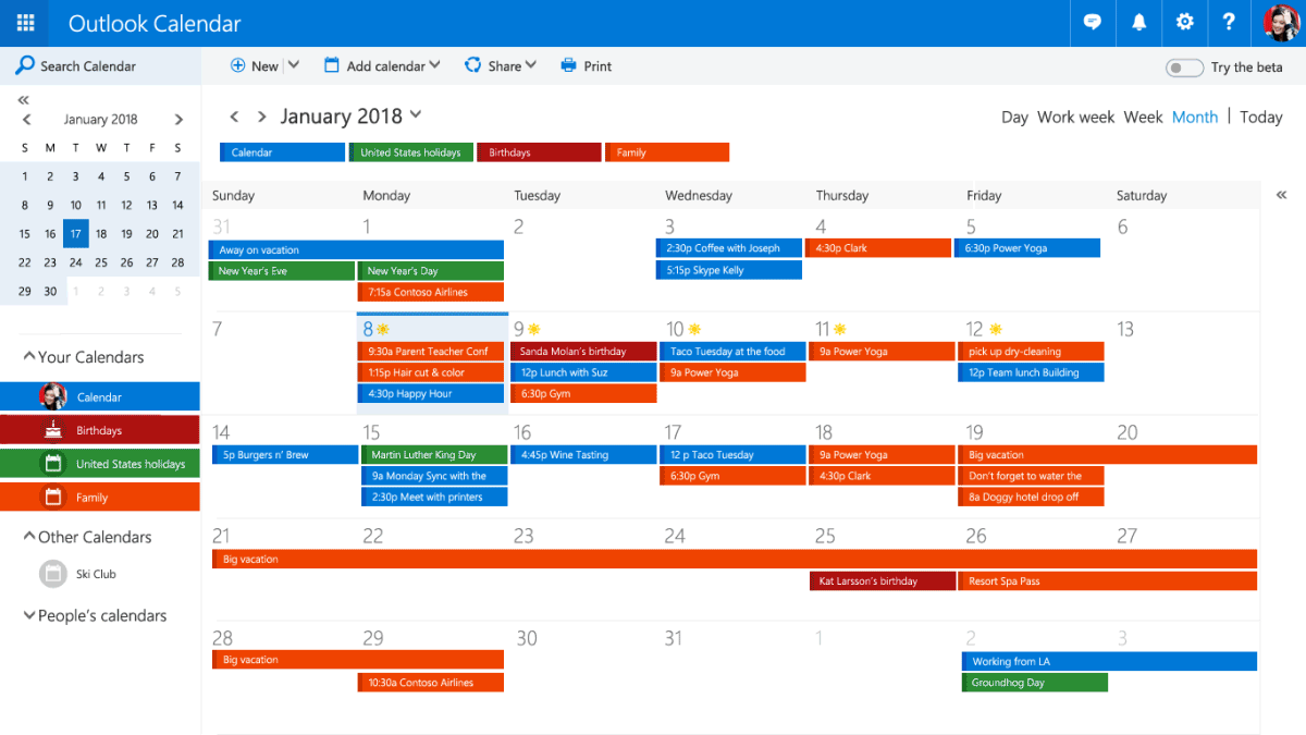 Does outlook calendar have an app