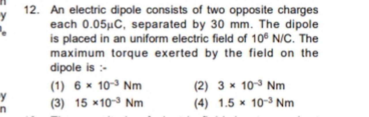 An electric dipole consists of
