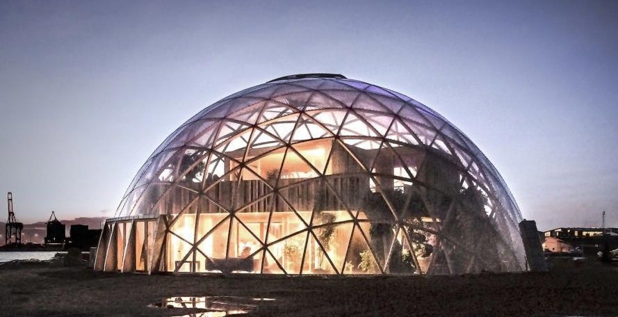 A modern structure that uses an arch and dome system