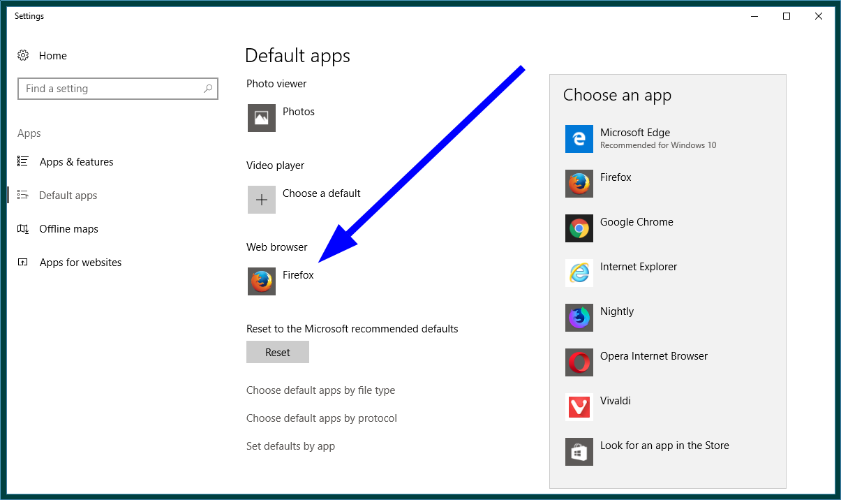 An app caused a problem with the default browser setting