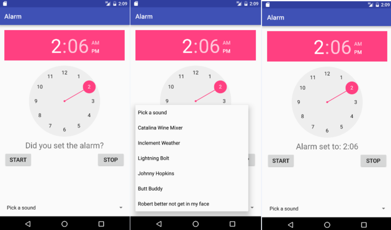 Create an alarm app android
