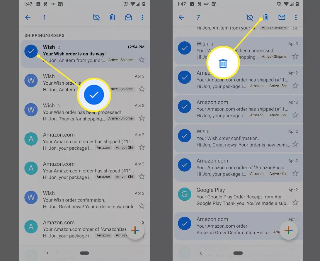 Delete an email account from android phone