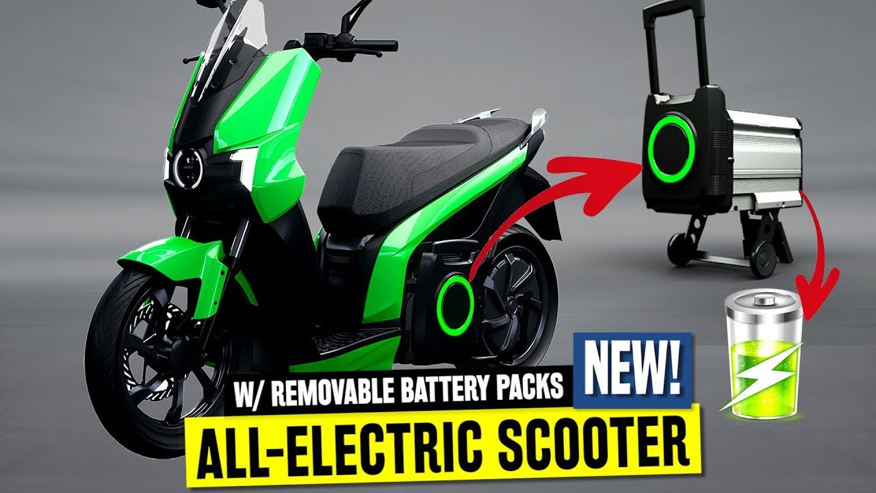 An electric scooter has a battery capable