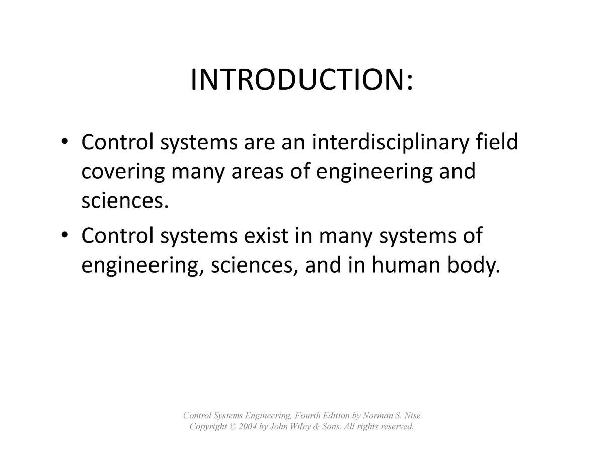 An introduction to control systems